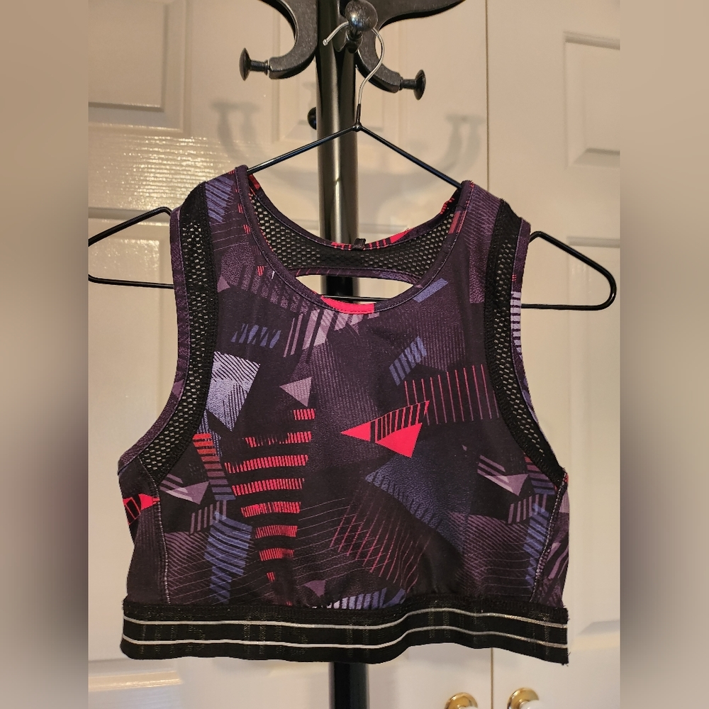 MICHELLE Activewear Multicoloured Floral Sportsbra Size 10 Pilates Yoga Jogging - Picture 1 of 6